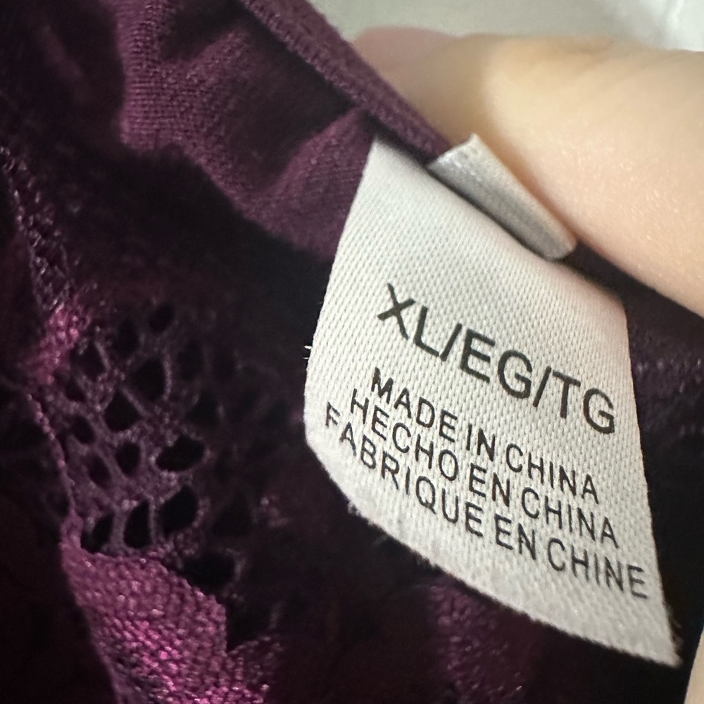 FLORA Intimates Plum Purple Lace Trim Camisole and Shorts Pajama Set Size XL - Picture 4 of 8